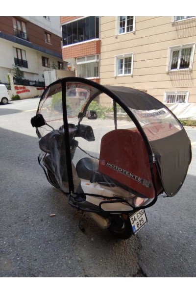 Motosiklet Şemsiyesi Yanları Kapalı Model Siyah-MT-S001