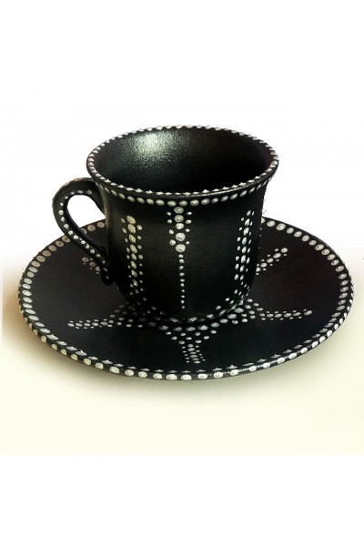 Seramik Kahve Fincanı Siyah Gri-BEFNC001