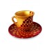 Seramik Kahve Fincanı Gold ve Kırmızı-BEFNC009