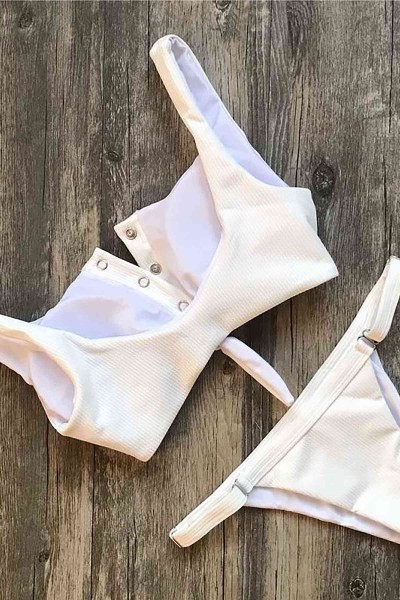 Angelsin Beyaz çıtçıtlı Bikini Takım