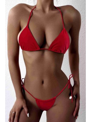 Angelsin Brezilya Model Bağlamalı Bikini Takım Kırmızı