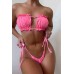 Angelsin Brezilya Model Büzgülü Bağlamalı Bikini Takım Pembe