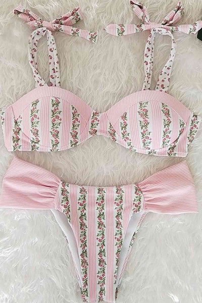 Angelsin özel Tasarım Desenli Bikini Takım Pembe Angelsin özel Tasarım Desenli Bikini Takım Pembe