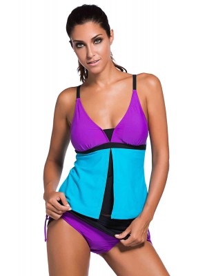 Angelsin Renkli Tankini Etekli Bikini Takım