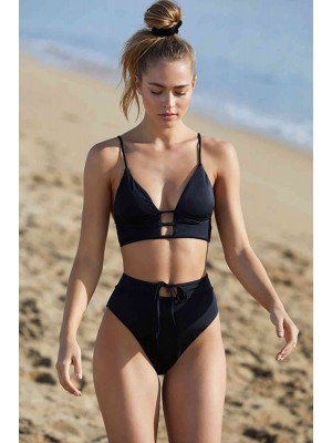 Angelsin Siyah Yüksel Bel Bikini Takım