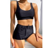 Angelsin şortlu Tankini Bikini Takım Siyah