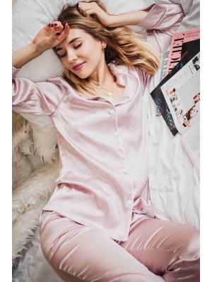 Merry See Saten Pijama Alt Pembe Açık