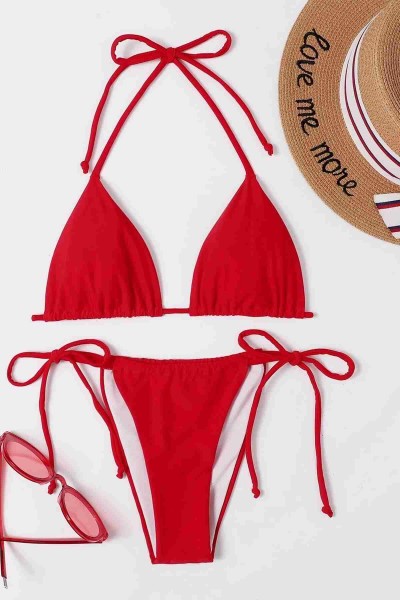 Angelsin Brezilya Model Bağlamalı Bikini üstü Kırmızı
