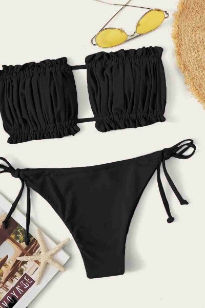 Angelsin Brezilya Model Büzgülü Bağlamalı Bikini Altı Siyah Angelsin Brezilya Model Büzgülü Bağlamalı Bikini Altı Siyah