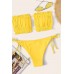 Angelsin Brezilya Model Büzgülü Bağlamalı Bikini üst Sarı