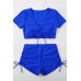 Angelsin özel Tasarım Yarım Kol Büzgü Detaylı Bikini Takım Mavi