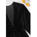 Angelsin Uzun önden Bağlamalı Plaj Elbisesi Pareo Kimono Siyah