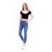 Kadın Mavi Slim Likralı Hasır Bağcıklı Tırnaklı Kot Pantolon