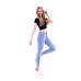 Kadın Buz Mavi Likralı Tırnaklı Yüksek Bel Denim Kot Pantolon