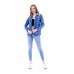 Arkası Yazılı Kot Ceket + Buz Mavisi Kot Pantolon Kombini