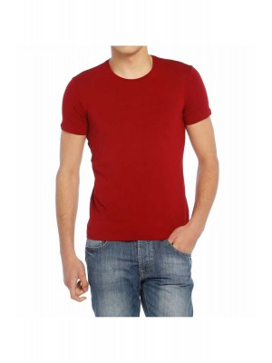 Erkek Bordo Bisiklet Yaka Likralı Basic Body Tişört Tshirt