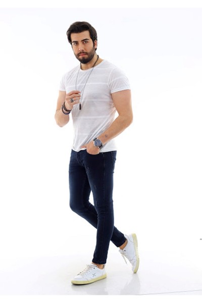 Erkek Y. Tint Slim Denim Jeans Kot Ceket + Y. Tint Lazer Tırnaklı Denim Jean Pantolon