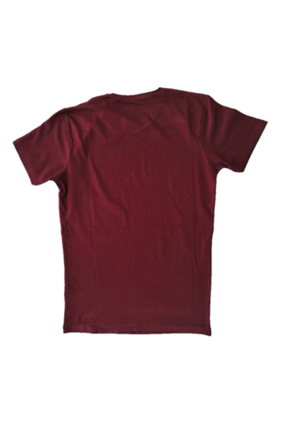 Erkek Bordo Bisiklet Yaka Likralı Basic Body Tişört Tshirt