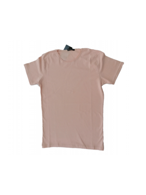 Erkek Pudra Bisiklet Yaka Düz Likralı Basic Tişört Tshirt
