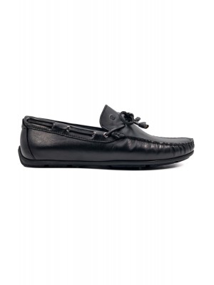 Agora siyah hakiki deri erkek loafer ayakkabı