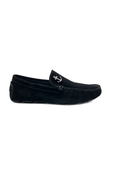 Alarga siyah hakiki süet deri erkek loafer ayakkabı-TZC-ALARGA-SS