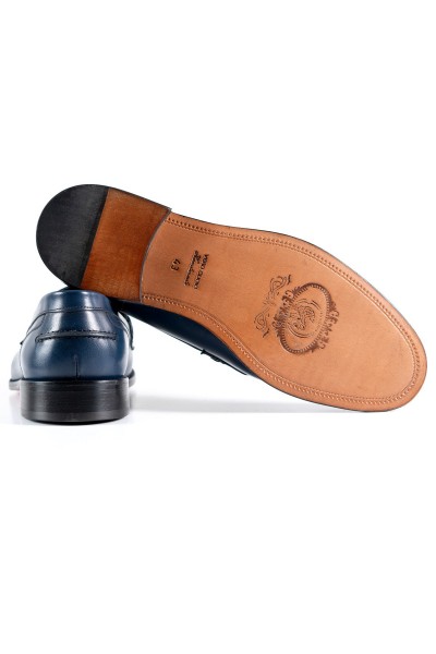 Allaturca mavi hakiki deri klasik erkek ayakkabı-TZC-ALLATURCA-MD