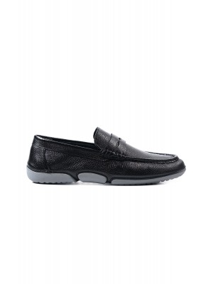 Aspendos siyah hakiki deri erkek loafer ayakkabı