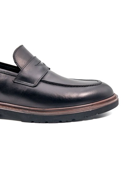 Barok Siyah Hakiki Deri Günlük Klasik Erkek Ayakkabı-TZC-BAROK-SD