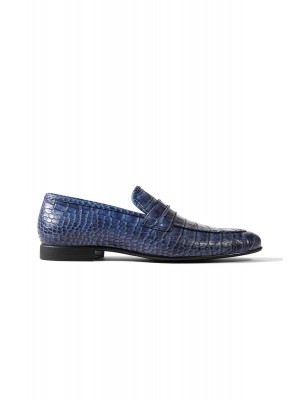 Fantasie lacivert kroko desenli hakiki deri klasik erkek ayakkabı