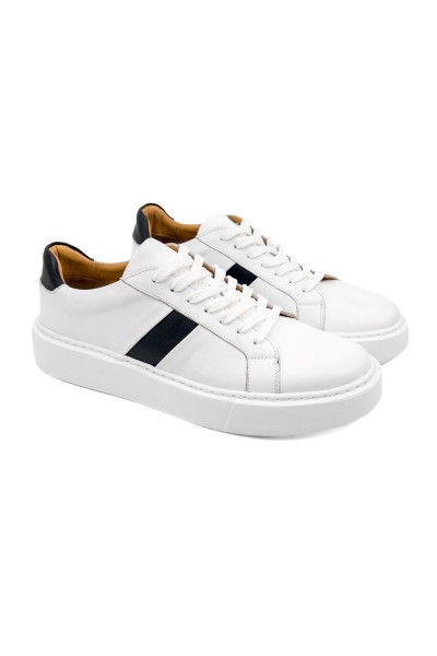 Fazer beyaz-siyah hakiki deri erkek spor (sneaker) ayakkabı-TZC-FAZER-BS