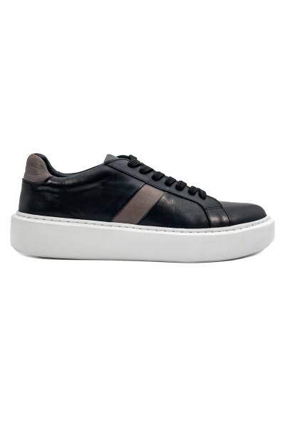 Fazer siyah-gri hakiki deri erkek spor (sneaker) ayakkabı-TZC-FAZER-SGD