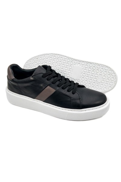 Fazer siyah-gri hakiki deri erkek spor (sneaker) ayakkabı-TZC-FAZER-SGD
