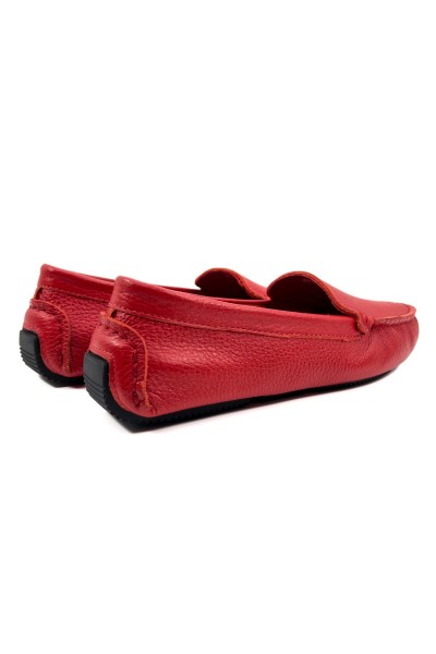 Likya kadın kırmızı hakiki deri loafer ayakkabı-TZC-LIKYA-KRD
