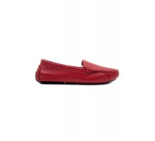 Likya kadın kırmızı hakiki deri loafer ayakkabı