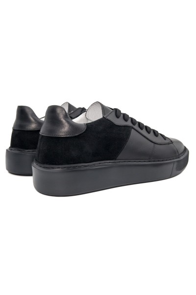 Panigale siyah hakiki deri-siyah hakiki süet deri erkek spor (sneaker) ayakkabı-TZC-PANIGALE-SDSS
