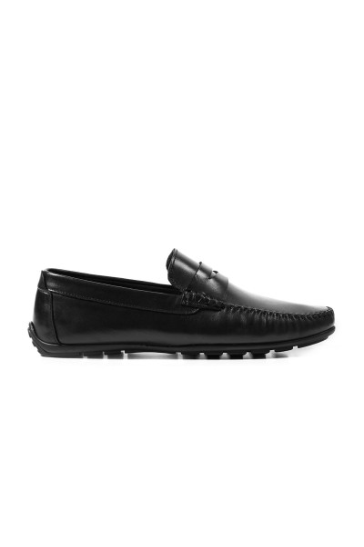 Perge siyah hakiki deri erkek loafer ayakkabı-TZC-PERGE-ESD