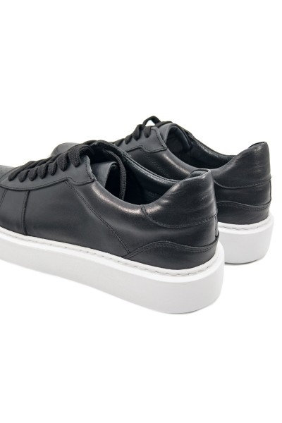 Rush siyah hakiki deri beyaz taban erkek spor (sneaker) ayakkabı-TZC-RUSH-SDBT
