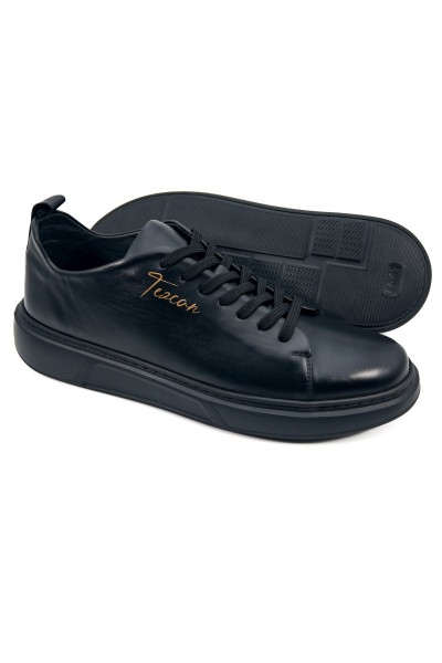 Sportster hakiki deri siyah erkek spor (sneaker) ayakkabı-TZC-SPORTSER-SD