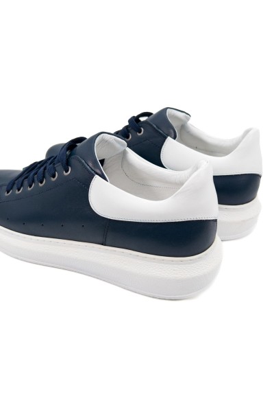 Strada lacivert deri-beyaz konç hakiki deri erkek spor (sneaker) ayakkabı-TZC-STRADA-LDBK