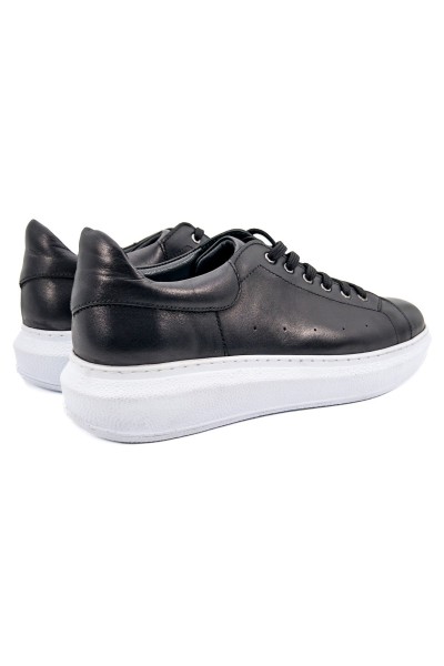 Strada siyah deri-beyaz taban hakiki deri erkek spor (sneaker) ayakkabı-TZC-STRADA-SD