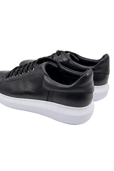 Strada siyah deri-beyaz taban hakiki deri erkek spor (sneaker) ayakkabı-TZC-STRADA-SD