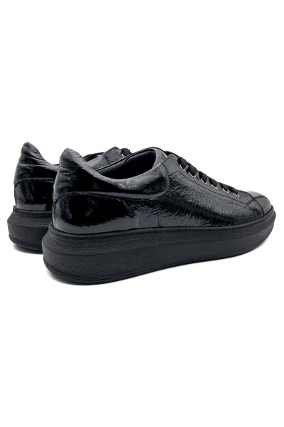 Strada siyah rugan-siyah taban hakiki deri erkek spor (sneaker) ayakkabı-TZC-STRADA-SR