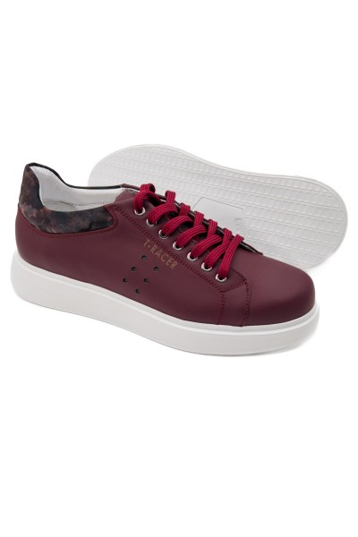 T-racer hakiki deri bordo erkek sneaker-TZC-TRACER-BD