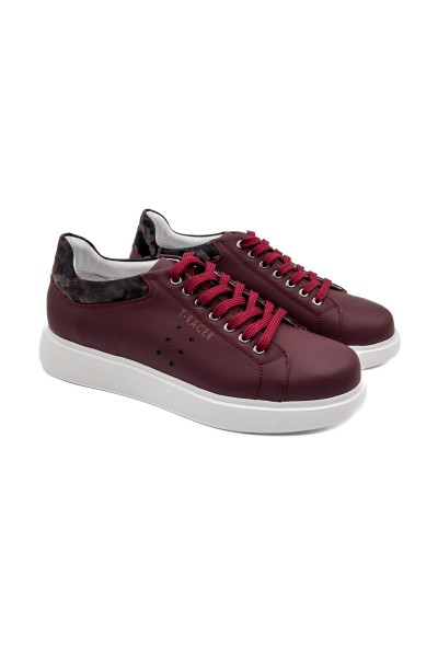 T-racer hakiki deri bordo erkek sneaker-TZC-TRACER-BD