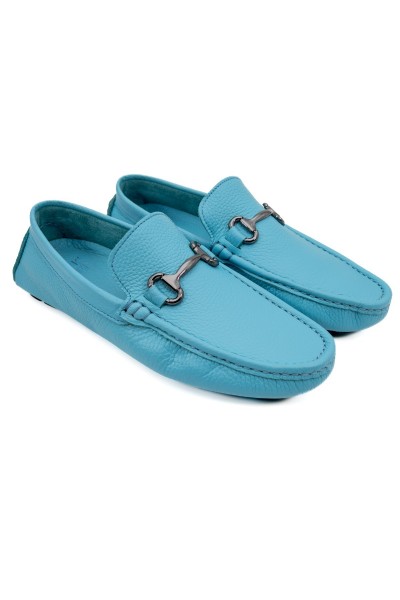 Troya açık mavi hakiki deri erkek loafer ayakkabı-TZC-TROYA-MAD