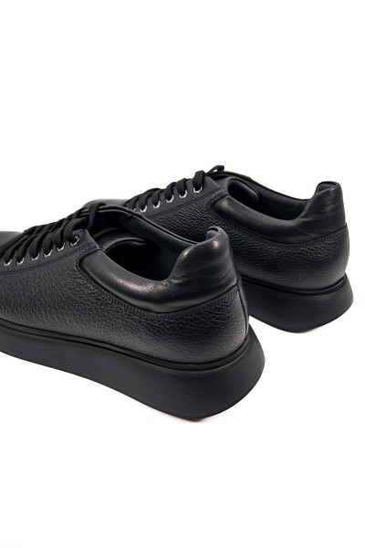 Twin siyah hakiki deri erkek spor (sneaker) ayakkabı-TZC-TWIN-1SD