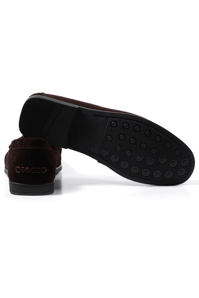 Cordelion kahve hakiki süet deri erkek loafer ayakkabı-TZC-CORDELION-KS
