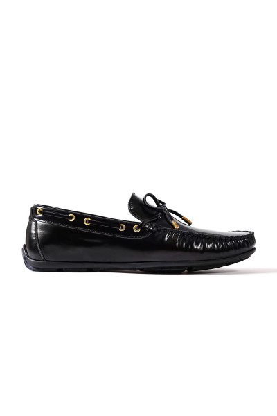 Xanthos siyah hakiki deri erkek loafer ayakkabı-TZC-XANTHOS-SD