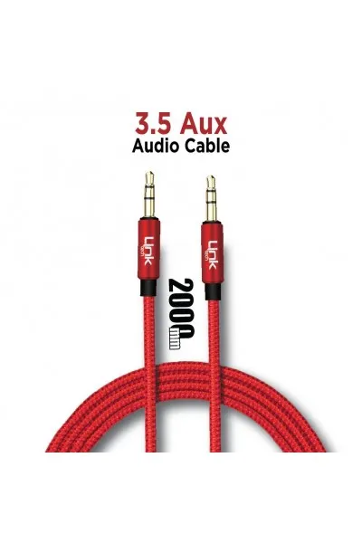 A580 2m Silicone Aux Cable LCA-A580/RED A580 2000mm Standart Aux Kablo-LCA-A580