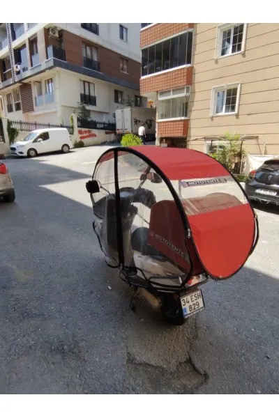 Motosiklet Şemsiyesi Yanları Kapalı Model Kırmızı MT-K001 Motosiklet Şemsiyesi Yanları Kapalı Model Kırmızı-MT-K001